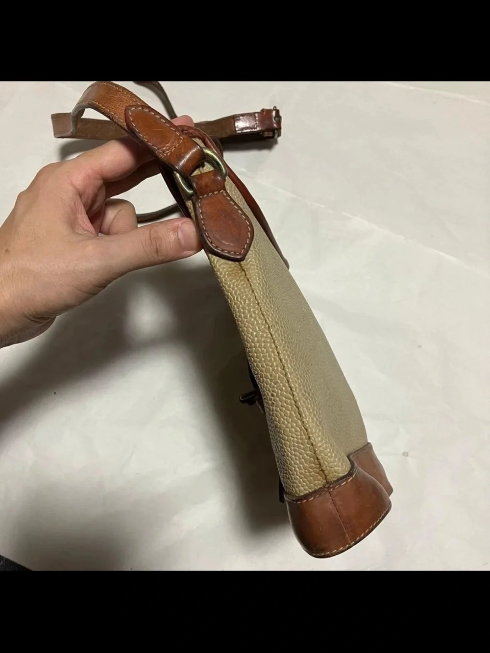 Mulberry Beige and Brown Leather-Trim Crossbody Bag